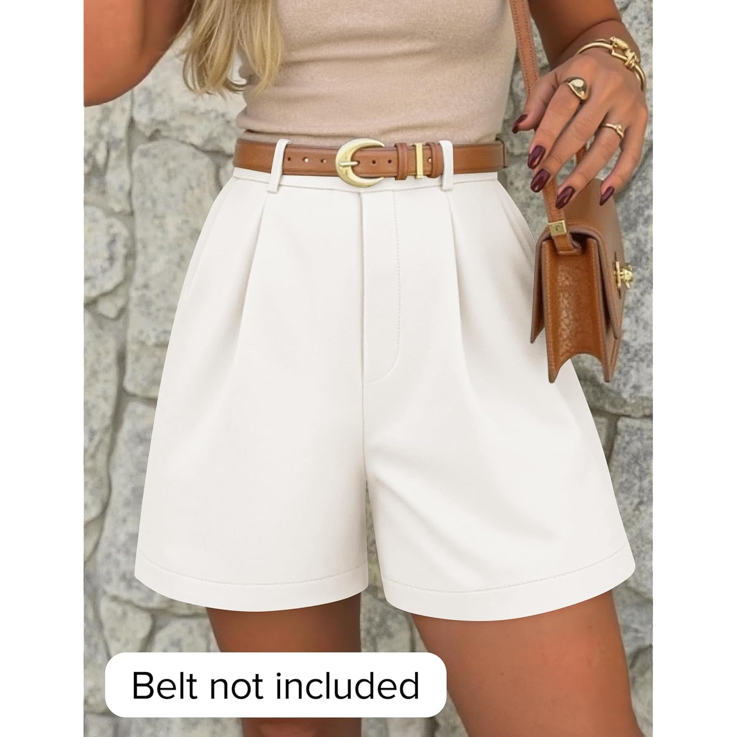 Shorts for Women Dressy 2026 Summer Pleated Wide Leg Elastic High Waisted Business Casual Shorts with Pockets