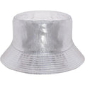 Fumwase Metallic Bucket-Hat Unisex Trendy Fisherman Sun Cap Packable Party Accessories Hats for Men Women Sliver