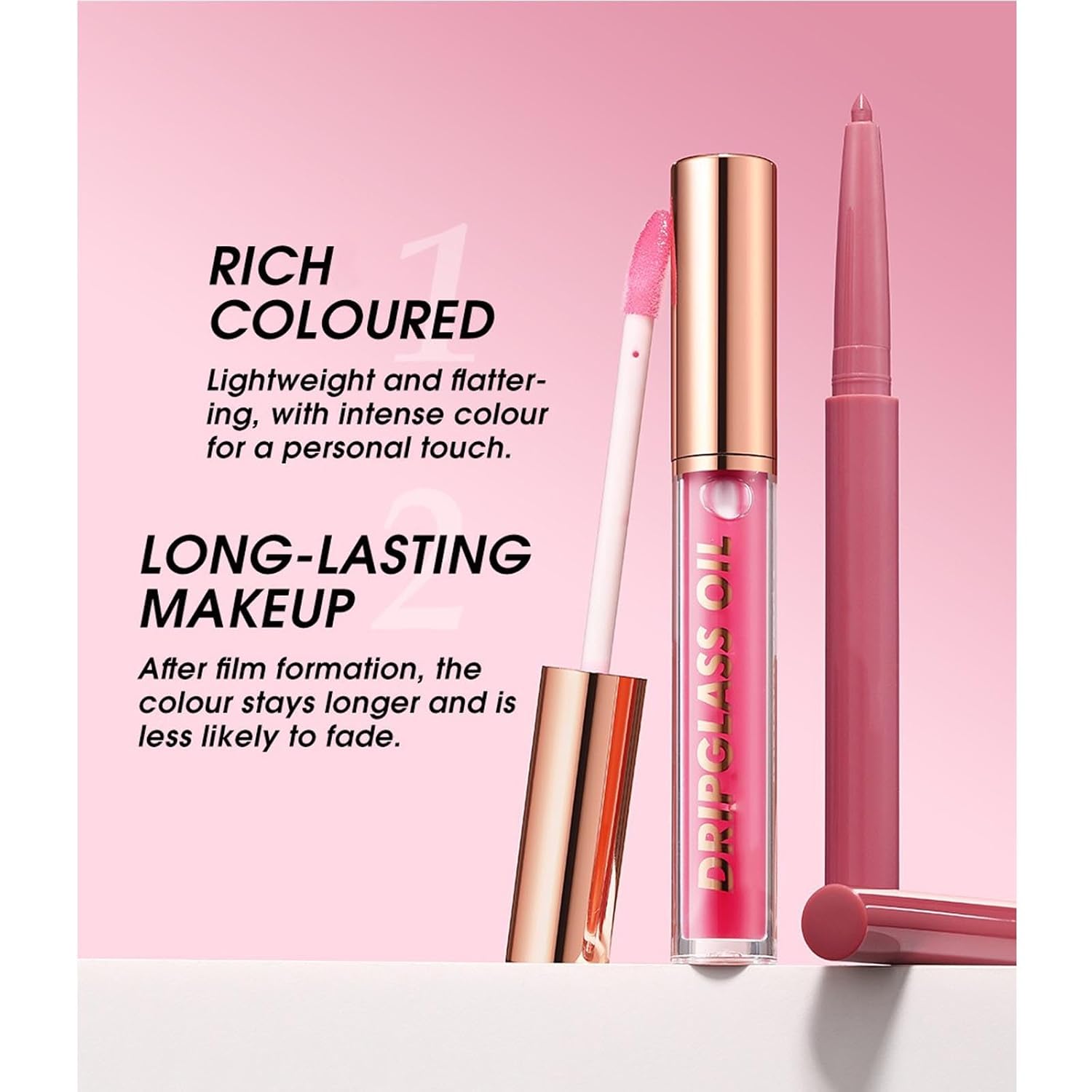 Pink Lip Liner Waterproof Lip Kit With Lip Liner and Gloss Long Lasting Pluming Smudge proof Highly Pigmented Lip Liner Set with Lipgloss (09# Pink)