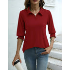 Ivicoer Womens 3/4 Length Sleeves Polo Shirts Collared Tops Business Casual Blouses Basic Tees Trendy Outfits Spring Clothes