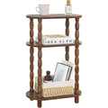 Small Narrow Side Table, 3-Tier Narrow End Table With Storage, Skinny Side Table Nightstand For Small Space, Bedrooms, Living Room (Rustic Brown)