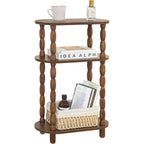 Small Narrow Side Table, 3-Tier Narrow End Table With Storage, Skinny Side Table Nightstand For Small Space, Bedrooms, Living Room (Rustic Brown)