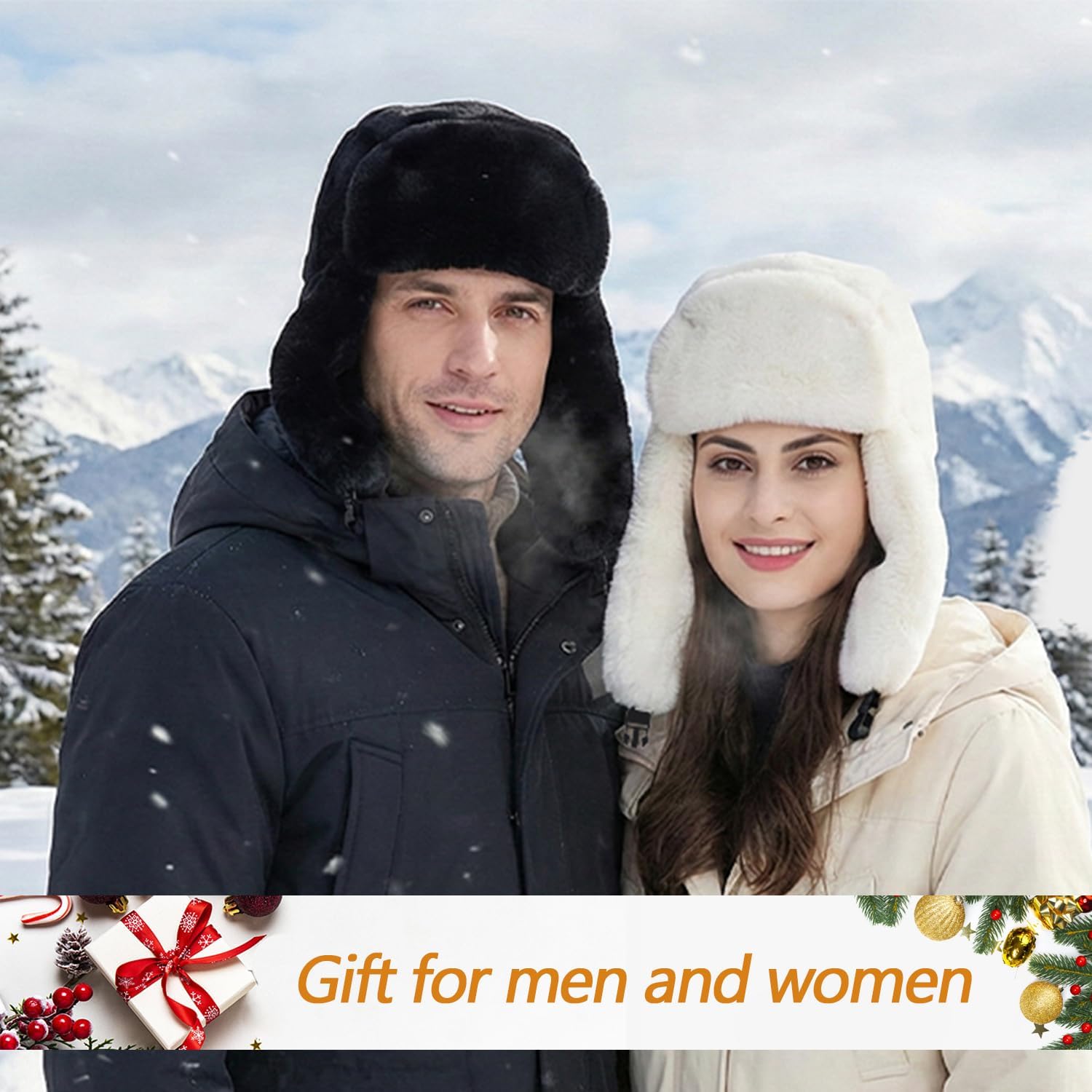 Peicees Winter Hats for Men Womens Fur Hats Russian Ushanka Trapper Hat with Ear Flaps Warmer for Adult