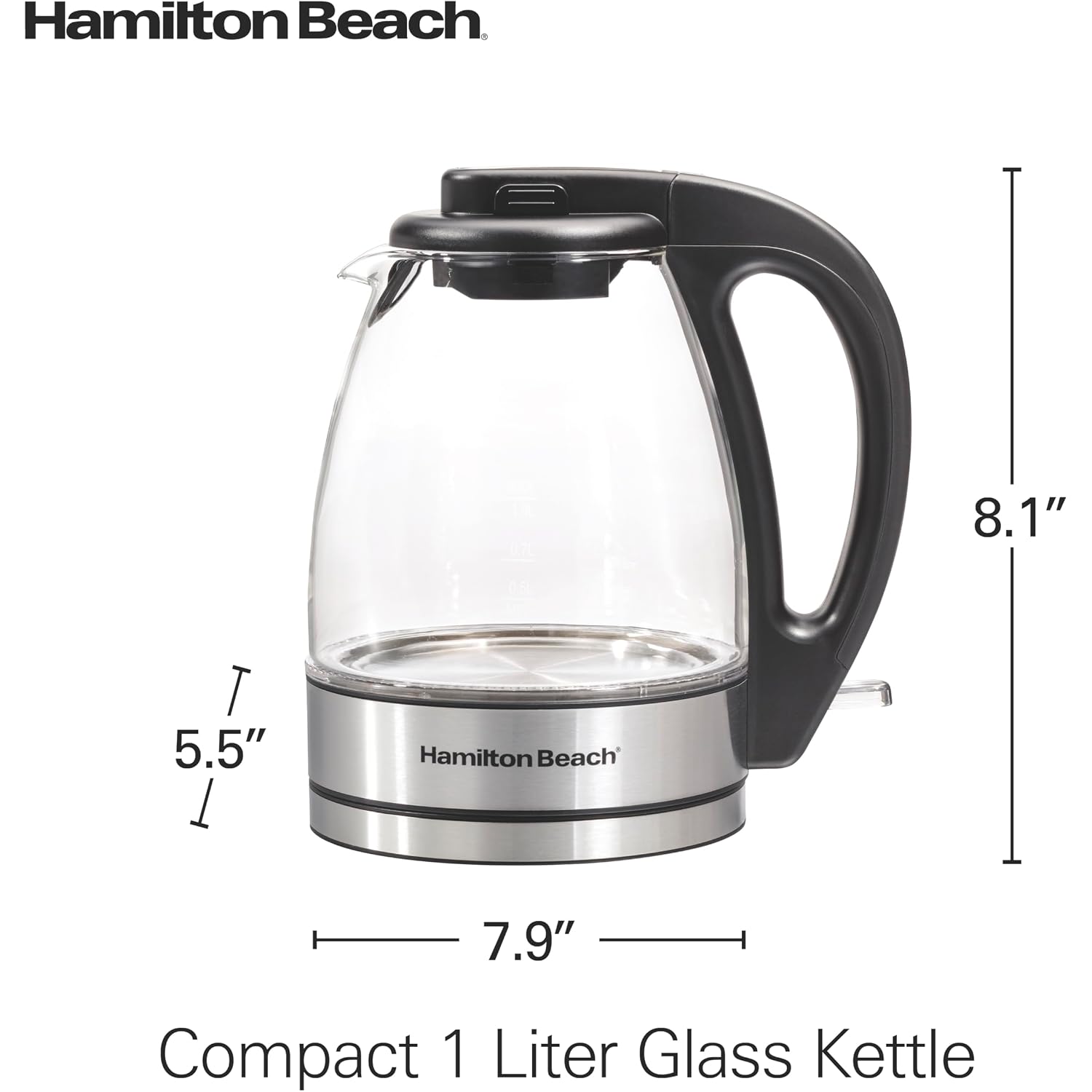 Hamilton Beach 1 Liter Electric Tea Kettle, Water Boiler & Heater | Fast Boiling 1500 Watts | Bpa Free | Cordless Serving | Auto-Shutoff & Boil-Dry Protection | Blue Led | Clear Glass