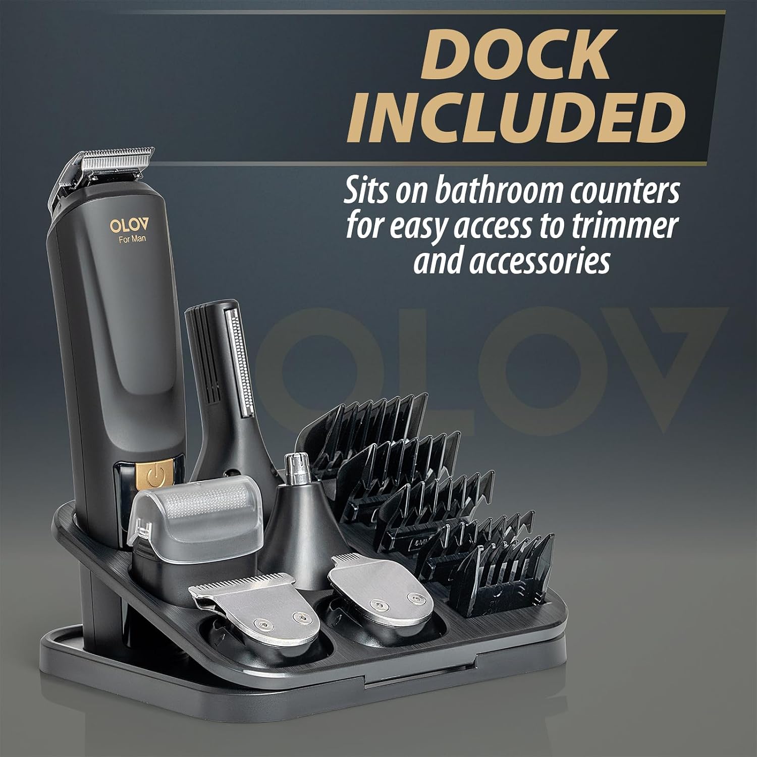 Olov For Man Beard Trimmer, 21 Piece All-In-One Mens Grooming Kit And Hair Clipper, Nose, Ear,Body And Face, Electric Razor With Usb Recharge Dock