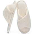 Slippers For Women Memory Foam House Bedroom Corduroy Crossbands Open Toe Slides Sandals Shoes Comfy Trendy Gift For Womens Anti-Skid Sole