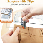 House Day 12 Pack 14 Inch Clear Plastic Skirt Hangers With Adjustable Clips, Pants Hangers 360-Rotating Swivel Hook, Clip Hangers For Pants, Trousers, Skirts, Jeans, Bulk Plastic Hangers