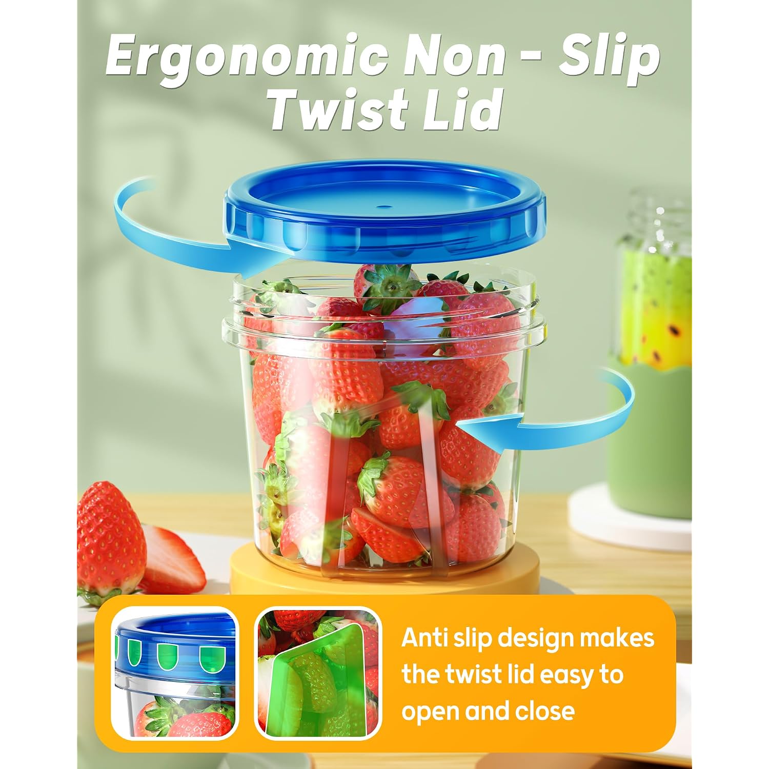 Biuleon 6 Pack-24 Oz Freezer Storage Containers, Plastic Food Storage Containers With Twist Top Lids, Bpa Free And Reusable Soup Containers With Lids, Leakproof/Microwave/Dishwasher Safe
