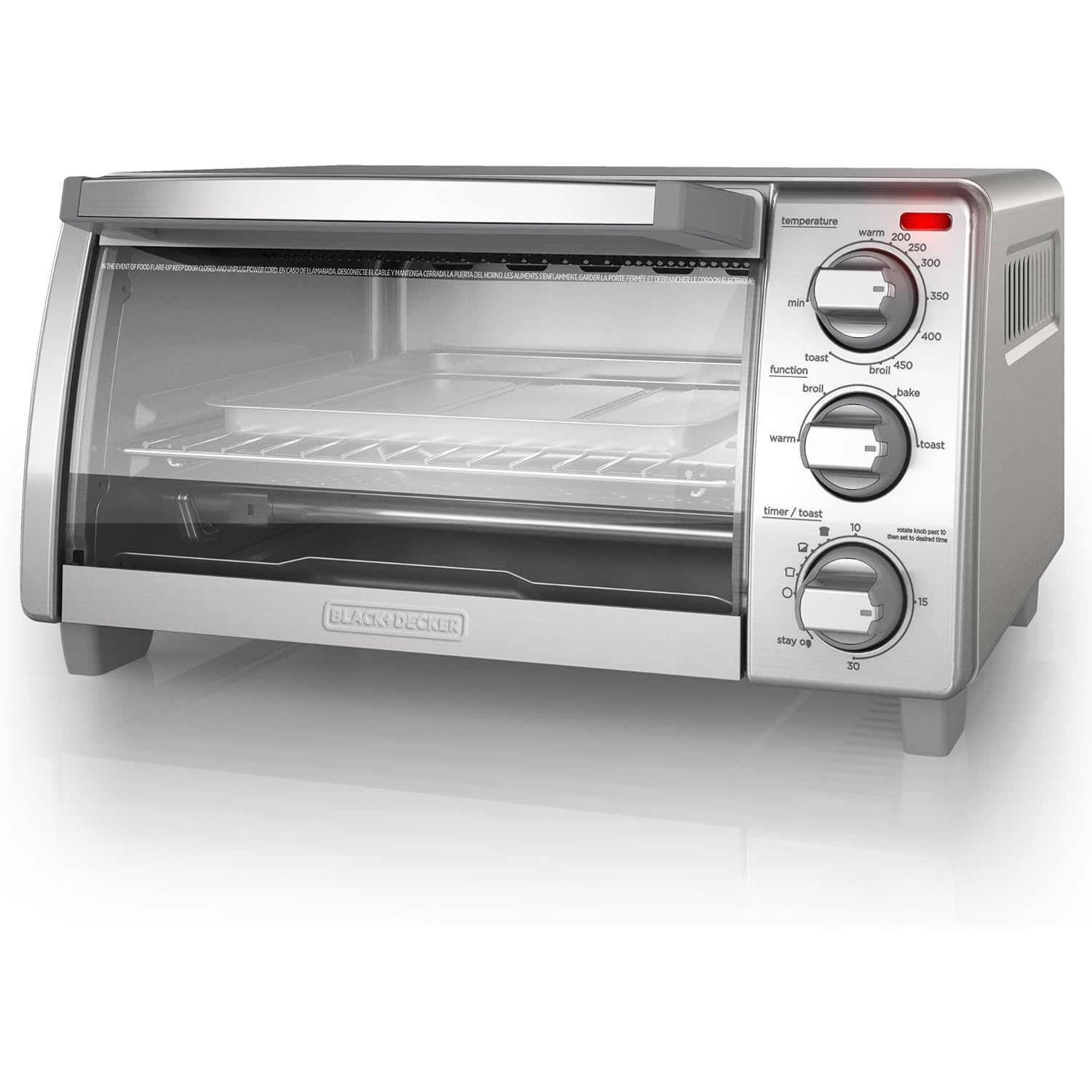 BLACK+DECKER 4-Slice Toaster Oven with Natural Convection, Stainless Steel, TO1760SS (TO1760SST-1)