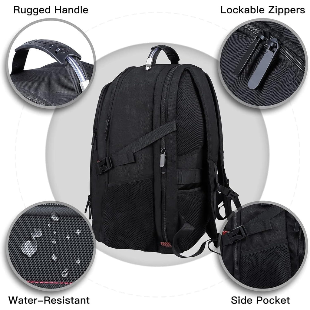 Anterk Extra Large Travel Laptop Backpack 17.3 In Carry On Backpack For Men | Travel Backpack Anti Theft Water Resistant College Bussiness Tsa Airline Approved Work Computer Backpack, Black
