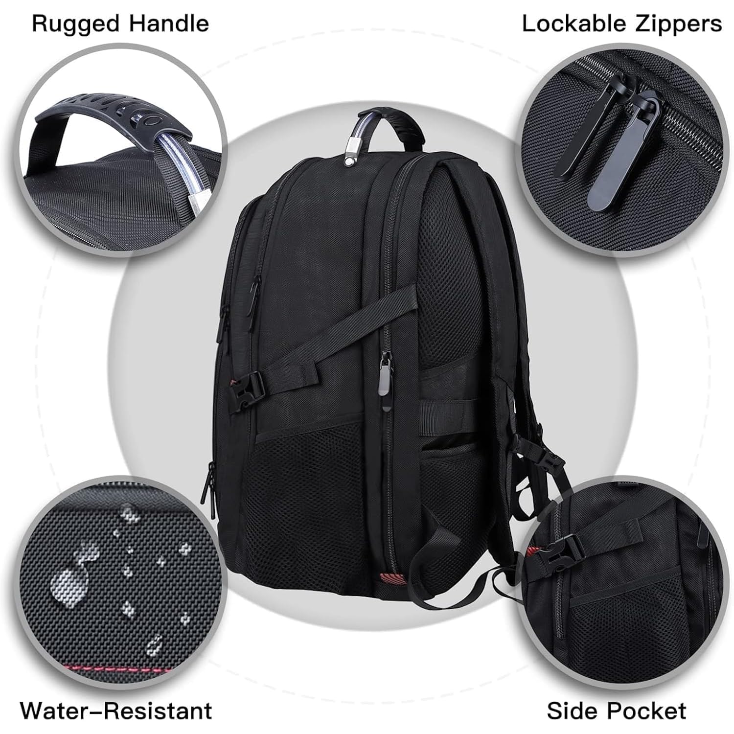 Anterk Extra Large Travel Laptop Backpack 17.3 In Carry On Backpack For Men | Travel Backpack Anti Theft Water Resistant College Bussiness Tsa Airline Approved Work Computer Backpack, Black