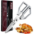 Huusk Kitchen Scissors All Purpose - Stainless Steel Kitchen Shear, Sharp Silver Meat Scissors Dishwasher Safe, Heavy Duty Poultry Shears, Japanese Cooking Scissor For Food, Gifts For Women