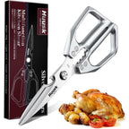 Huusk Kitchen Scissors All Purpose - Stainless Steel Kitchen Shear, Sharp Silver Meat Scissors Dishwasher Safe, Heavy Duty Poultry Shears, Japanese Cooking Scissor For Food, Gifts For Women