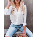 Diosun Womens Button Down V Neck Shirts Long/Short Sleeve Office Casual Business Plain Blouses Tops