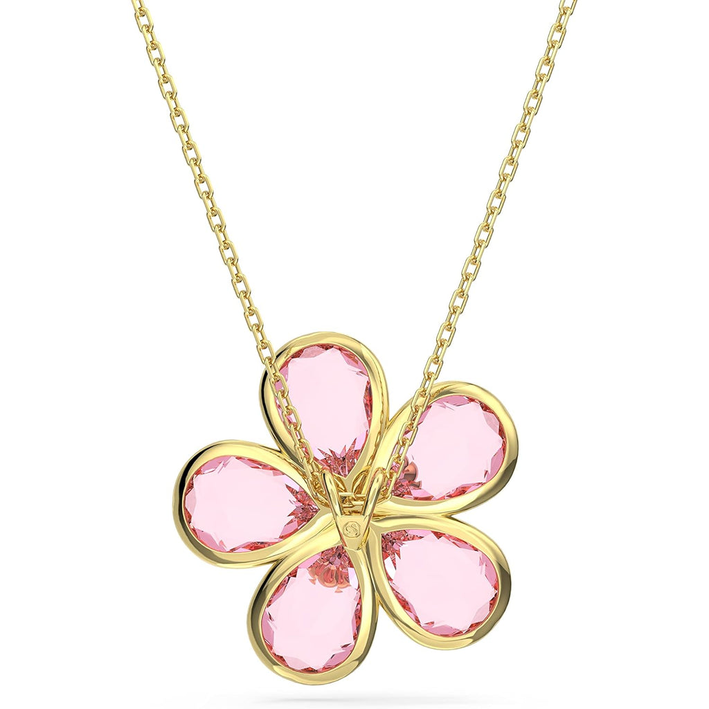 Swarovski Florere Necklace and Earrings Collection, Pink Crystals, Yellow Crystals, Gold Tone Metal Finish