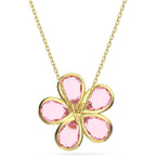 Swarovski Florere Necklace and Earrings Collection, Pink Crystals, Yellow Crystals, Gold Tone Metal Finish