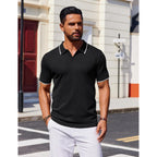 Coofandy Mens Polo Shirts Short Sleeve Casual Knit Polo Shirt Vintage Golf T Shirts Old Money Tops