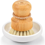 Bamboo Dish Scrub Brush For Kitchen Sink, Natural Wooden Washing Dish Brush Scrubber With Sisal Bristles For Household Cleaning, Cast Iron Pots, Pans And Vegetables