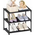 3 Tier Extra Small Shoe Rack (16.3" Wide), Narrow Stackable Shoe Shelf For Kids Toddler Adult, Ultra-Lightweight Shoe Rack Stand For Closet Dorm Bedroom Storage Organizer, Entryway