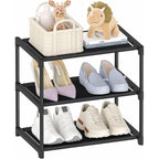 3 Tier Extra Small Shoe Rack (16.3" Wide), Narrow Stackable Shoe Shelf For Kids Toddler Adult, Ultra-Lightweight Shoe Rack Stand For Closet Dorm Bedroom Storage Organizer, Entryway