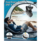 Portable Rechargeable Fan, 20000Mah Battery Powered Camping Fan With Led Light & Hook, 270° Adjustable, 4-Speed, 4H Timer Camping Essentials For Outdoor Tent Travel Bbq Car, Gifts For Men Dad