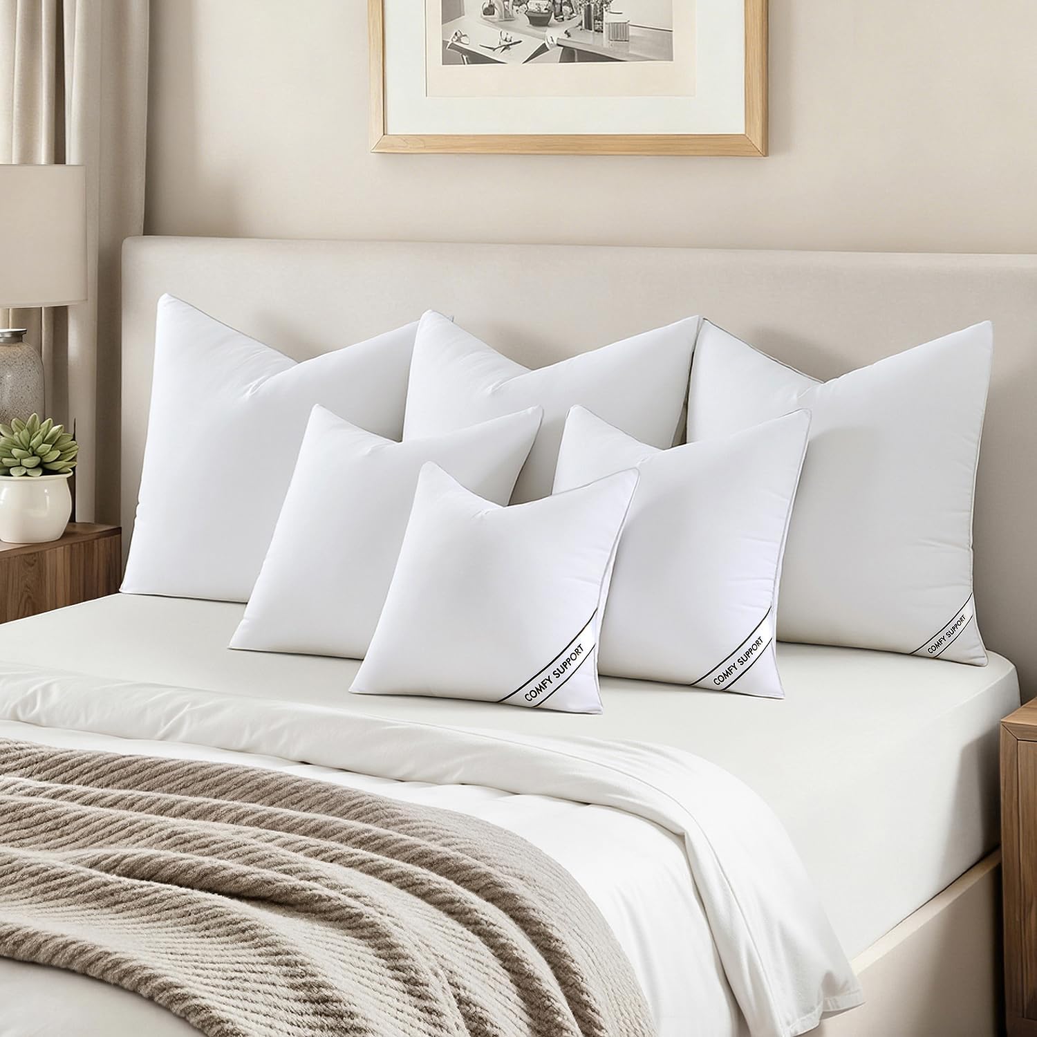 MIULEE 18x18 Inch Pillows Inserts, Pack of 4 Down Alternative Virgin Filling Comfy Support Throw Pillows for Sofa Couch Bed