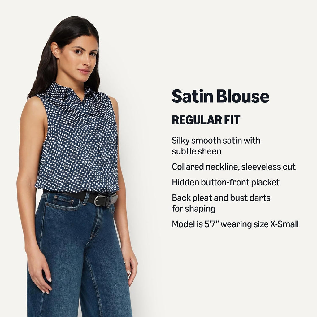 Amazon Essentials Women'S Regular-Fit Sleeveless Button-Down Blouse