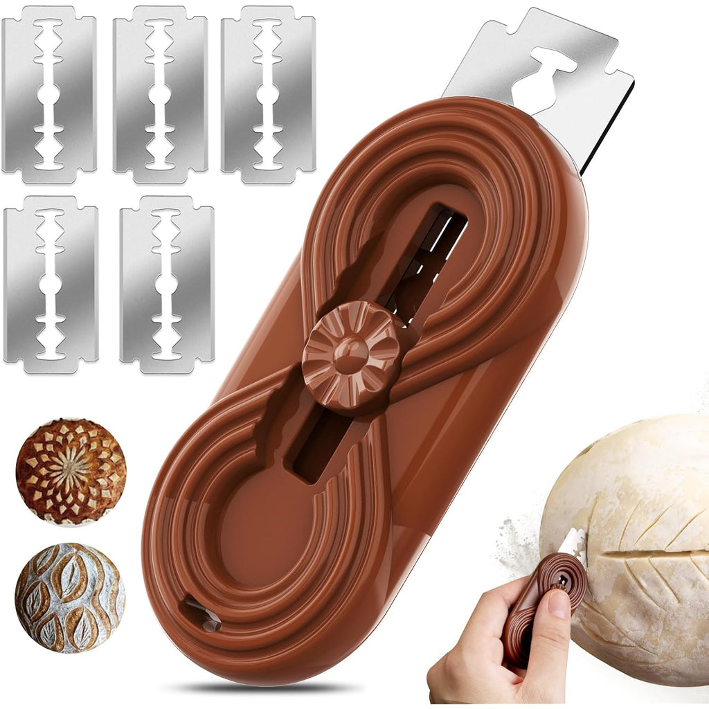 Bread Lame Dough Scoring Knife, Bread Scoring Tool,Upgraded Retractable & Magnetic Design, Anti-Slip Handle Professional Sourdough Tool for Homemade Sourdough Bread with 5 Blades