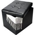 Bsketa Storage Ottoman, Folding Foot Stool With Thicker Foam Padded Seat Small Leather Storage Ottoman Bench Foot Rest For Living Room Foldable Coffee Table 17X13X13In,Black