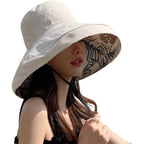 HUAMULAN Women Wide Brim Summer Sun Hat Wired Edge Beach Bucket Fishing Hats Reversible Foldable Travel UV Protection
