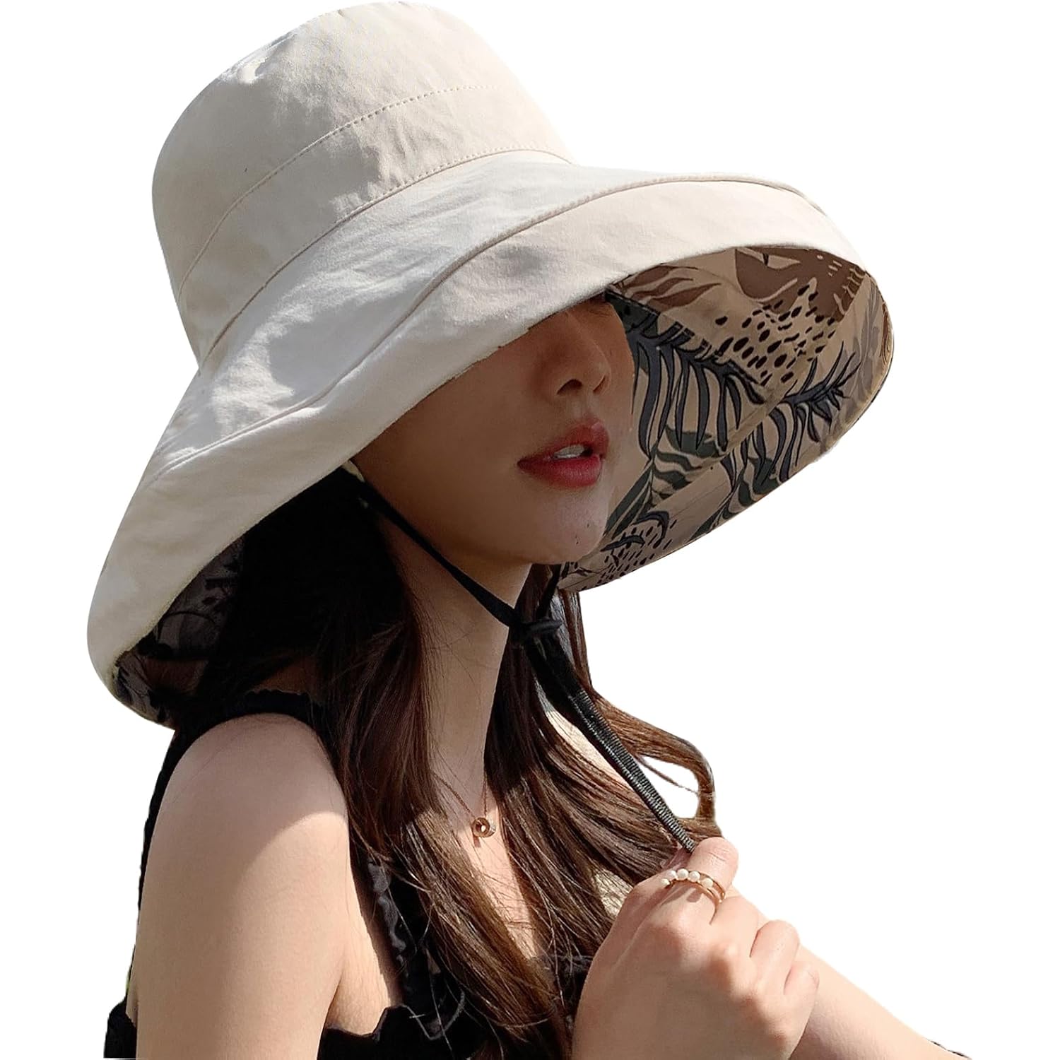 HUAMULAN Women Wide Brim Summer Sun Hat Wired Edge Beach Bucket Fishing Hats Reversible Foldable Travel UV Protection