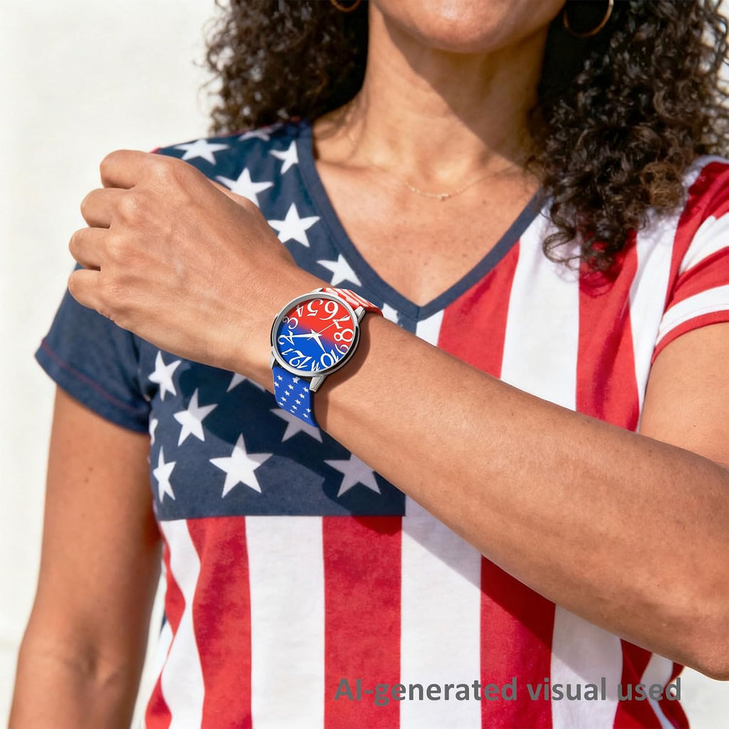 Watches For Women Men, Red Blue Silicone Strap, Large Face Big Number | Easy To Read, Fashion Quartz Analog, 30M Water Resistant