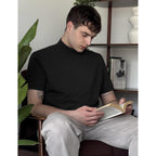 Coofandy Mens Mock Turtleneck Shirts Casual Premium Cotton Short Sleeve Shirt Basic Half Neck T-Shirts