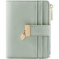 Pomelo Best Small Wallet Women RFID Blocking Bifold Soft Leather Card Holder with ID Window Zipper Coin Pocket Wallets for Women Green
