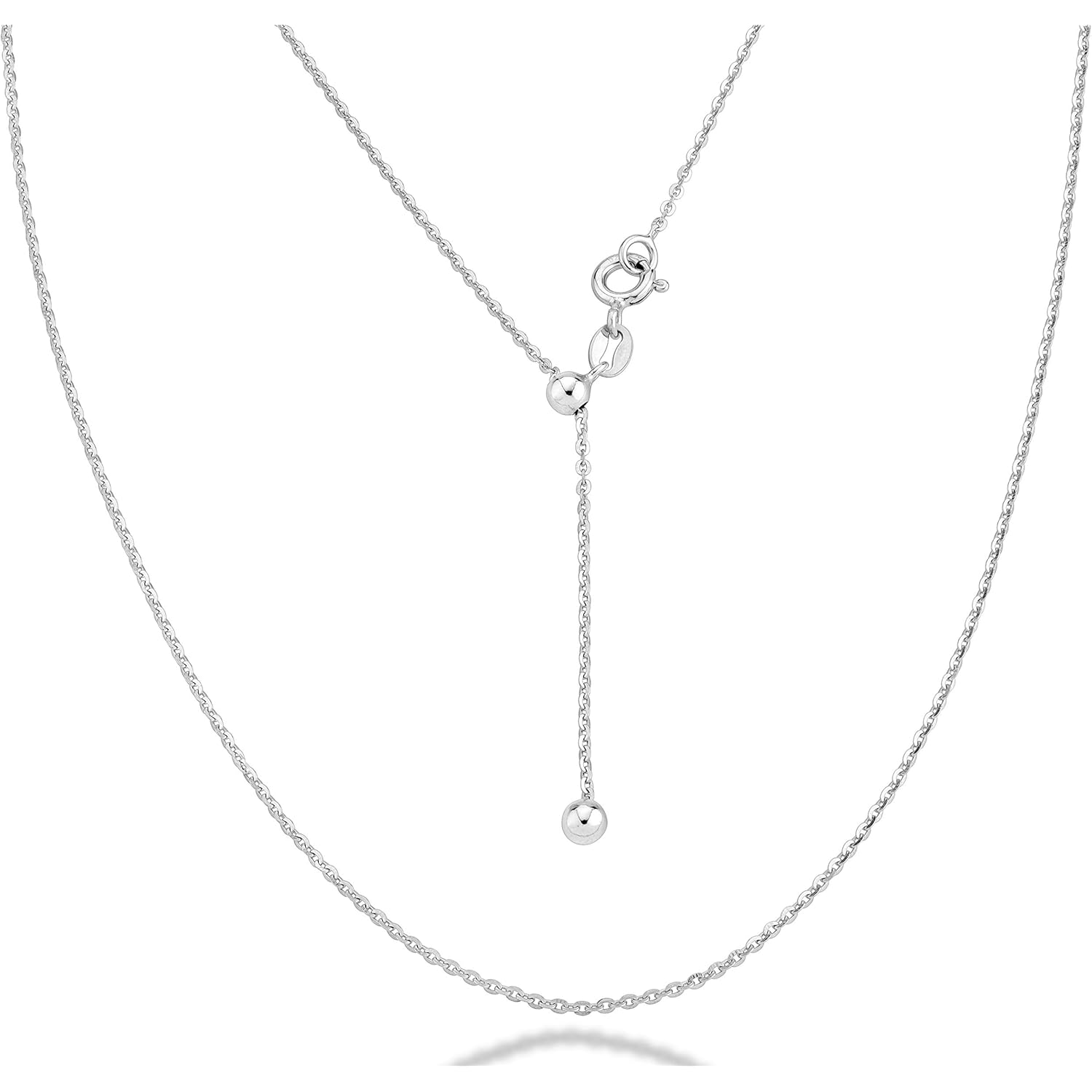 Miabella Italian 925 Sterling Silver, 18K Gold Plated 925 Sterling Silver 1.3mm Adjustable Diamond Cut Thin Bolo Cable Chain Necklace for Women, Slider Chain 14-24 Inch Made in Italy