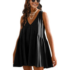 Athlisan Womens Summer Sleeveless Mini Dress Casual Loose V Neck Sundress With Pockets