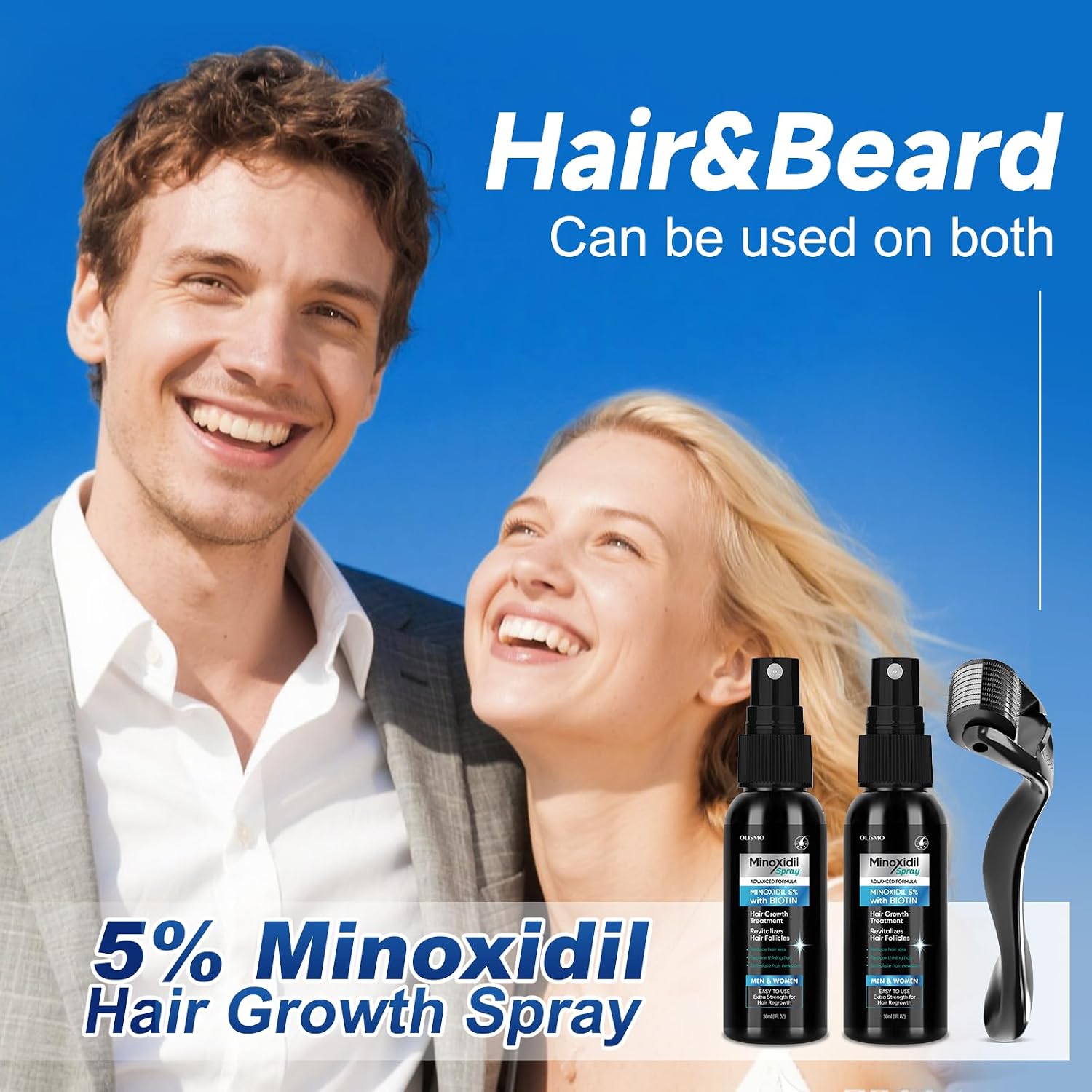 5% Minoxidil For Men Hair Loss Treatment, Minoxidil For Women Hair Growth Spray, For Men & Women, Supports Thinning Hair, With Biotin, Easy Daily Application (60Ml)