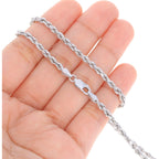 Nuragold 10K White Gold Solid Rope Diamond Cut Chain Necklace 16"-30" (1.5mm-6mm) Made in Italy (Mens Womens Unisex Jewelry