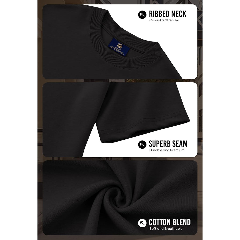 Herberton Mens Oversized T-Shirts Heavyweight Cotton Stretch Fashion Thick Tee Tops (S-3Xl)