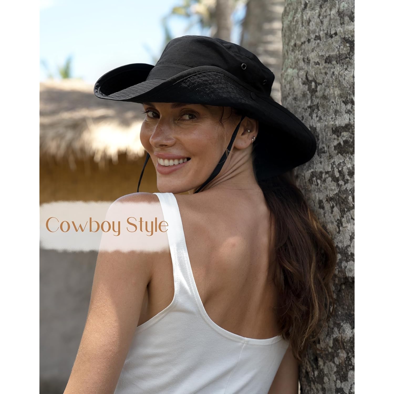 FURTALK Sun Hats for Women Ponytail UPF 80+ Beach Summer Hat Wide Brim Packable Cowboy Hat