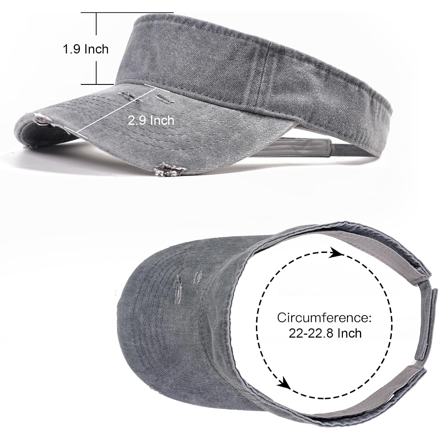 ANDICEQY Sport Retro Ripped Sun Visor Hats Adjustable Empty Top Baseball Cap Cotton Ball Caps for Women and Men