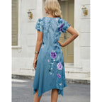 Zeagoo Womens Casual Dress For Summer Short Sleeve Loose Flowy Beach Dress With Pockets Hankerchief Flare Midi Sundress 2026