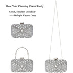 Womens Sparkly Rhinestone Crystal Glitter Clutch Purse Evening Handbag Shoulder Bag for Wedding Party Prom