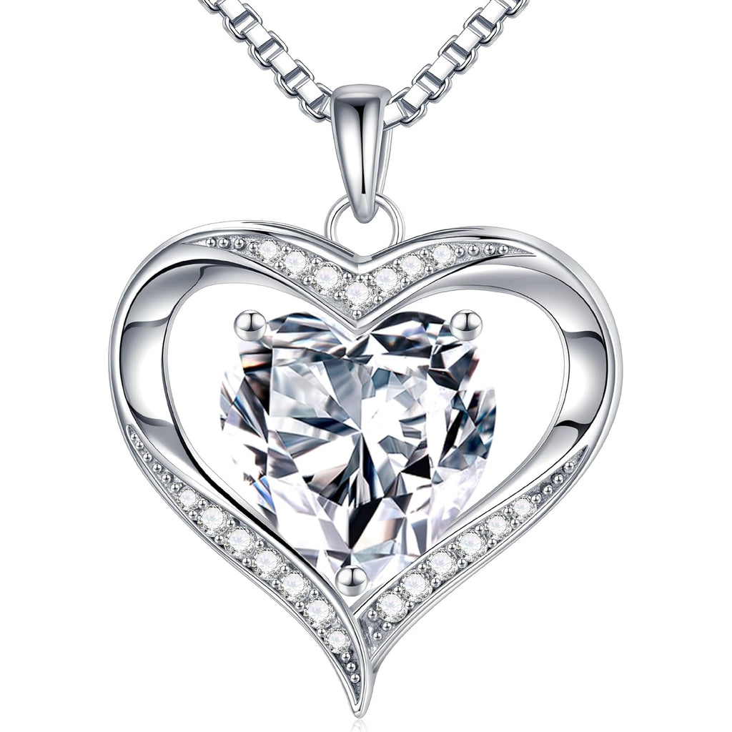 MOOSEA Mothers Day Gifts for Wife, 1-3CT Heart Moissanite Necklace for Women, 925 Sterling Silver with Rhodium Plating Moissanite Necklace Anniversary Birthday Mothers Day Gifts