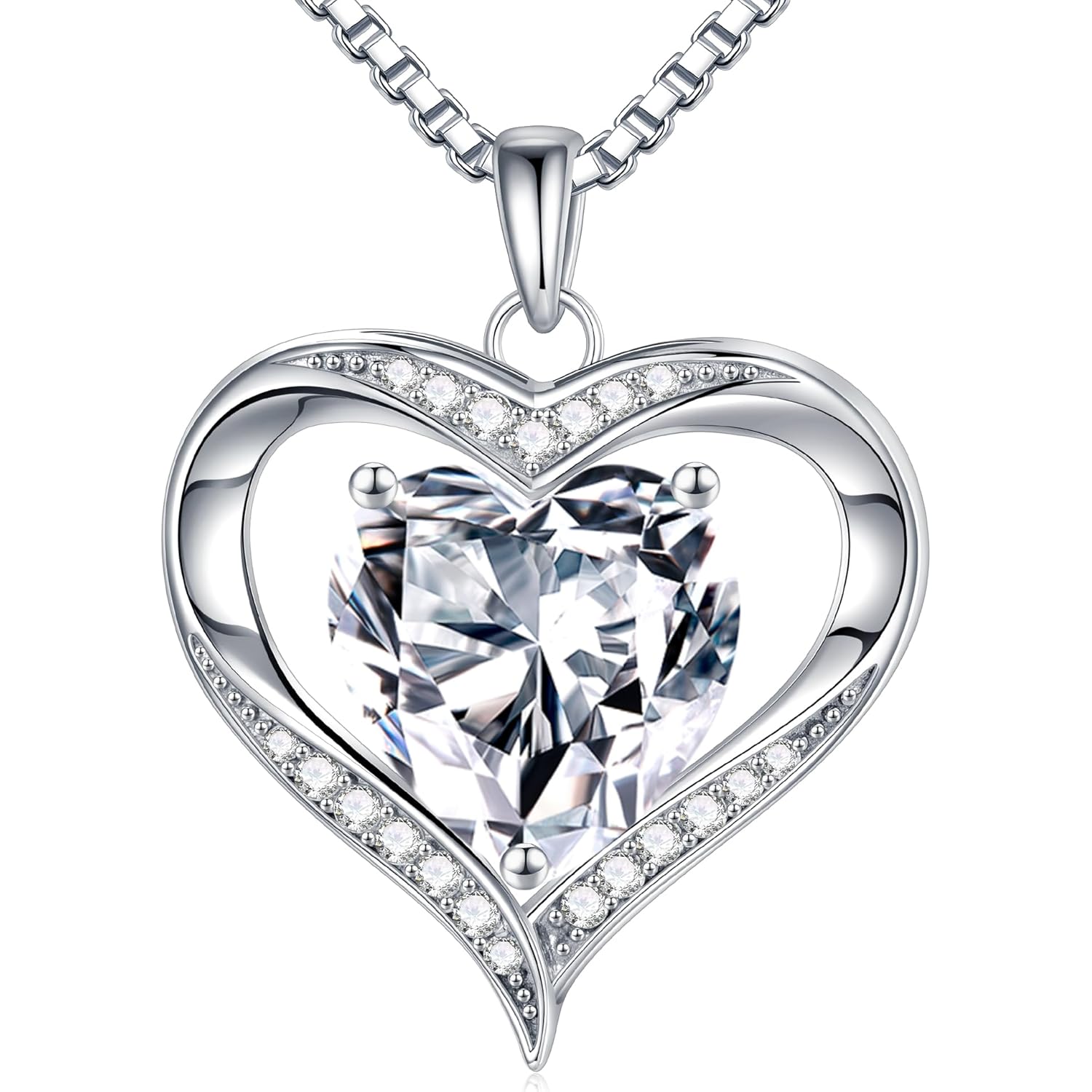 MOOSEA Mothers Day Gifts for Wife, 1-3CT Heart Moissanite Necklace for Women, 925 Sterling Silver with Rhodium Plating Moissanite Necklace Anniversary Birthday Mothers Day Gifts