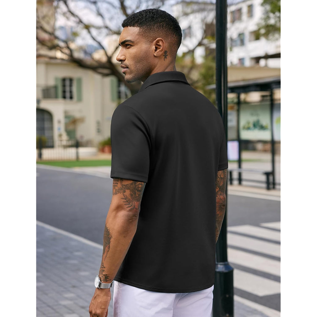 Coofandy Mens Casual Wrinkle Free Shirts Short Sleeve Button Down Summer Stretch Dress Shirt