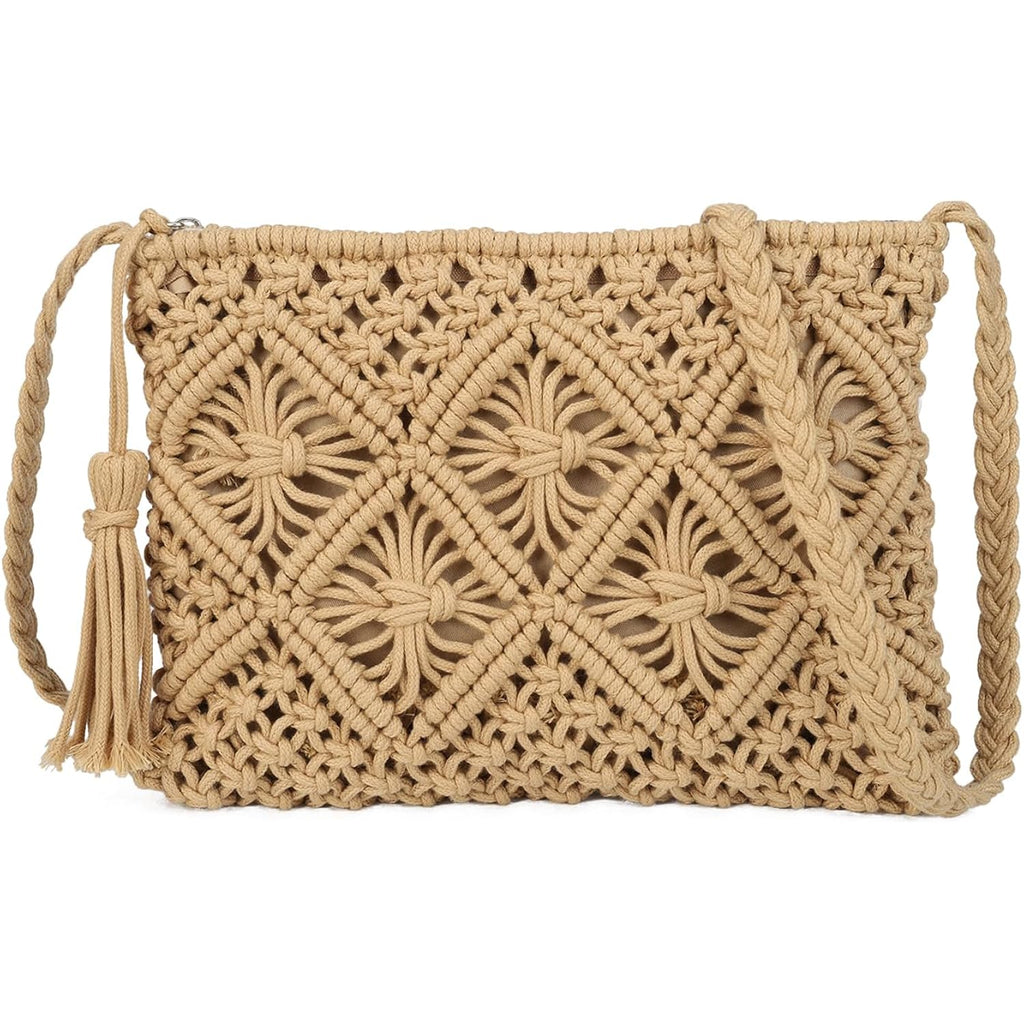 Gladdon Bohemian Small Crossbody Bag for Women Stylish Woven Shoulder Purses with Tassel