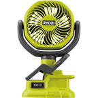 Ryobi Rcf18-0 18V One+ Cordless 10Cm Clamp Fan (Bare Tool) Hyper Green | Pcf02B - Battery And Charger Are Sold Separately