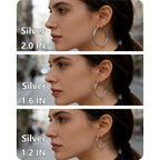 6 Pairs Silver Gold Hoop Earrings for Women - 14K Gold Plated 316 Stainless Steel, Hypoallergenic Lightweight 20/30/40/50/60/70mm Hoops Set