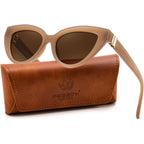 FEISEDY Cat eye Sunglasses with Polarized and UV400 Protection for Women, Retro Stylish for Driving Fishing and Party B0428 Champagne Frame + Tea Lens